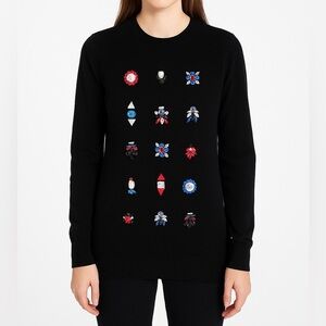 Markus Lupfer Black Embellished With Rhinestones Women's Sweater Sz S/M